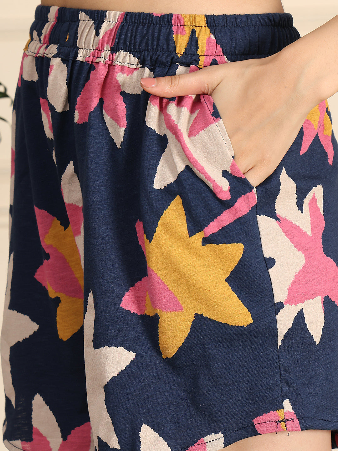 Midnight Bloom Knitted Lounge Shorts