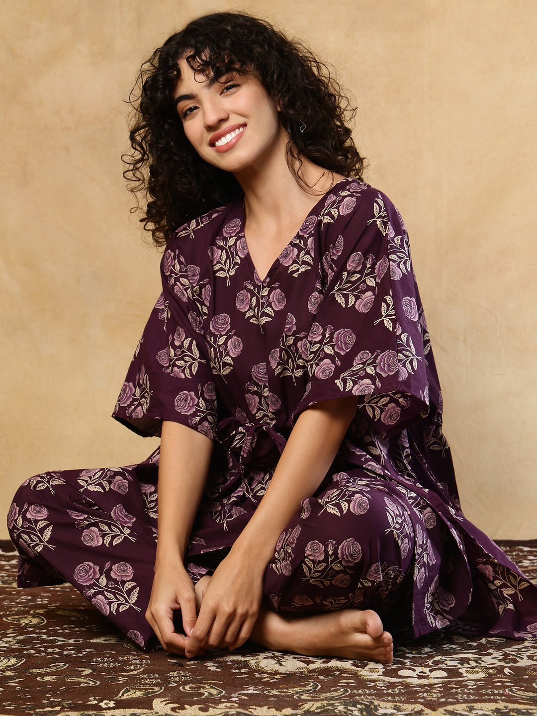 Kokum Booti Cotton Kaftan Set
