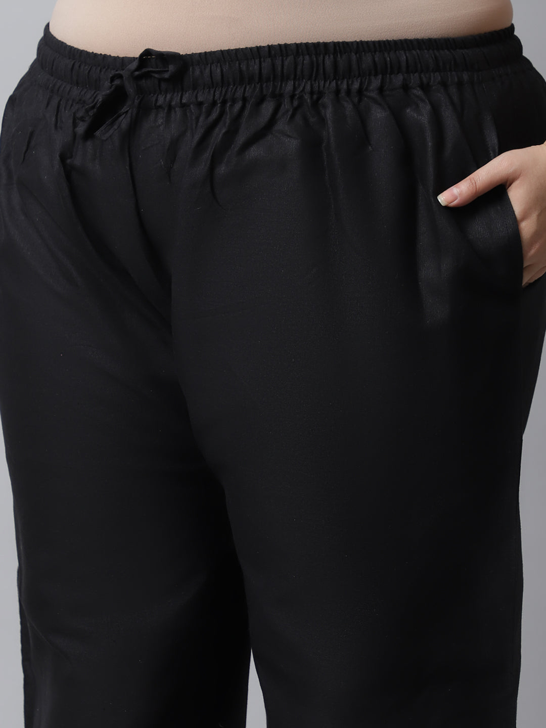 Black Crotchet Lace Cotton Flax Plus Palazzo