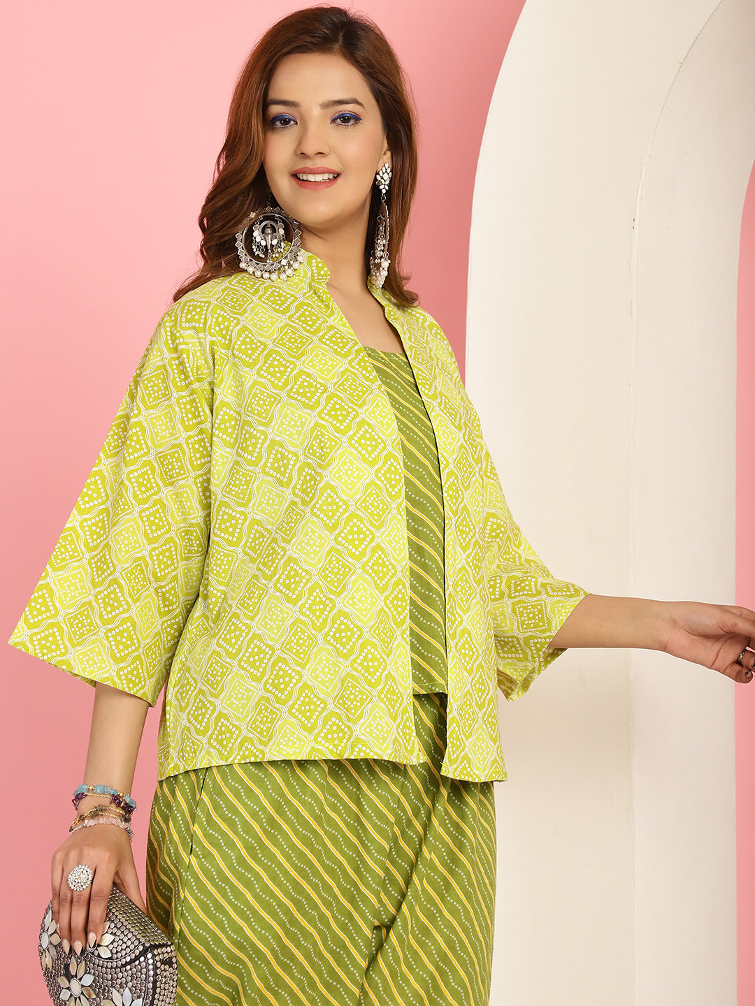 Green Bandhani Leheriya Co-Ord Set