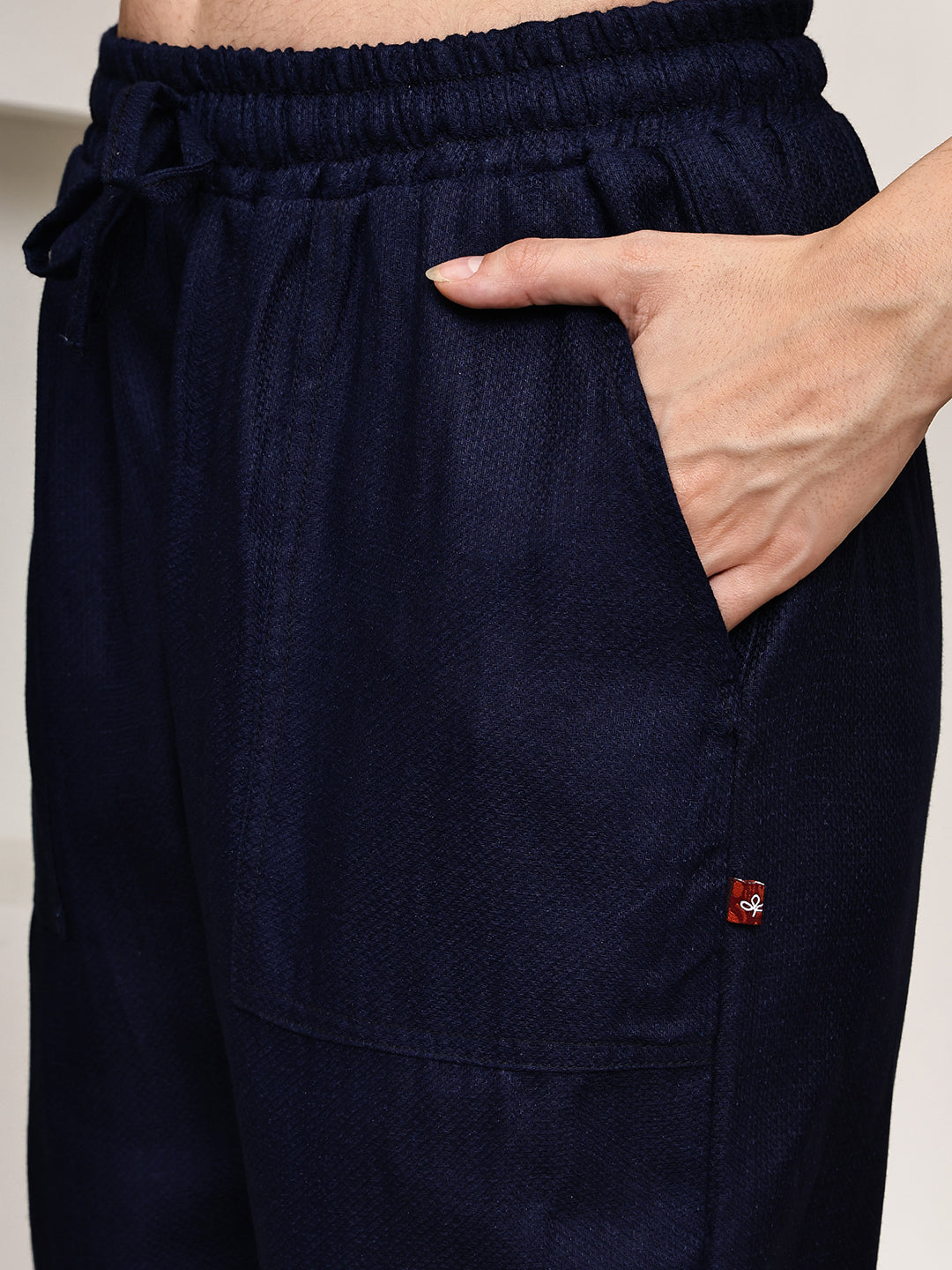 Navy Self Cotton Lounge Pant