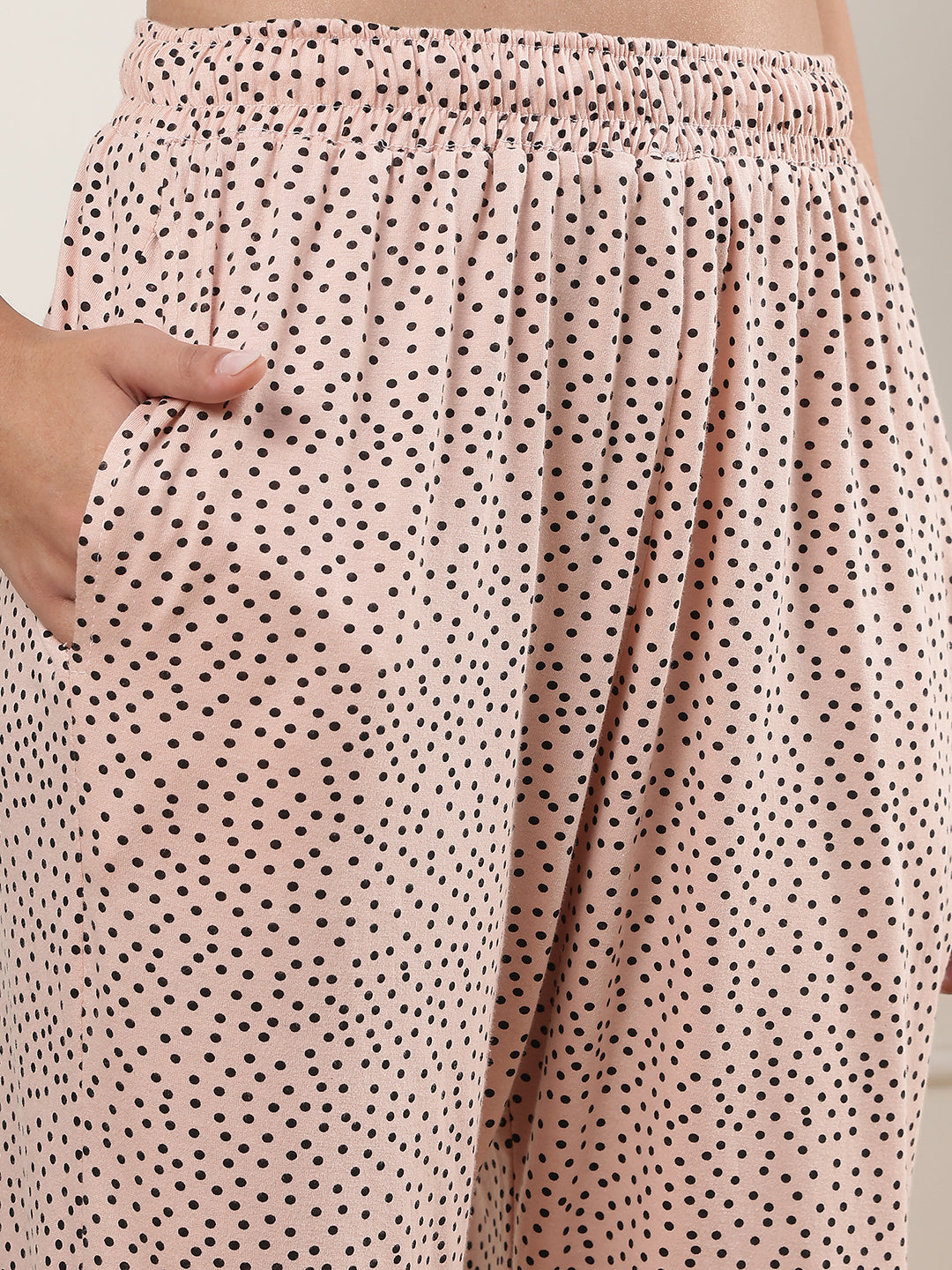 Mini Polka Nude Pink Cotton Lounge Pant