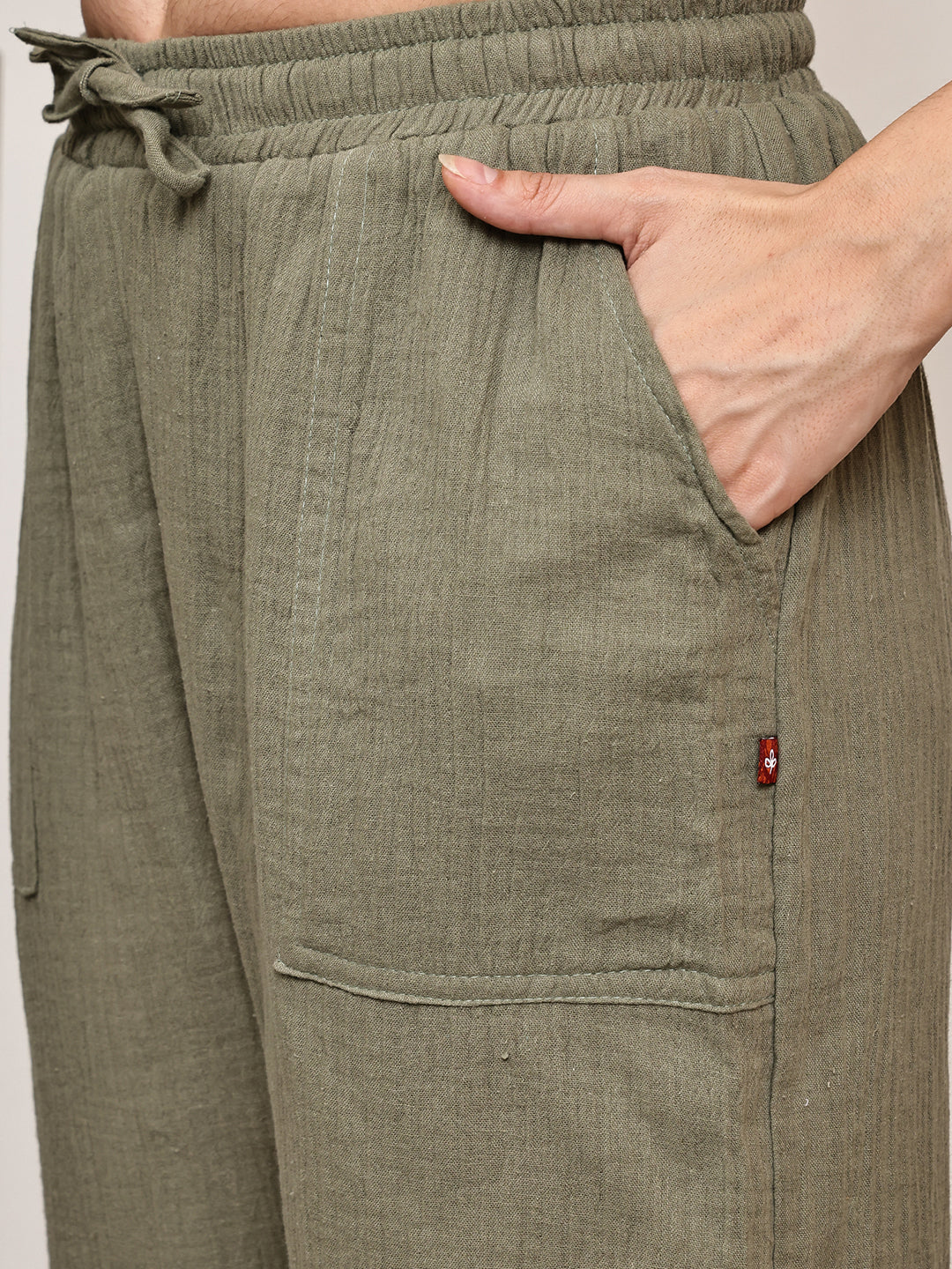 Olive Green Double Cloth Lounge Pant