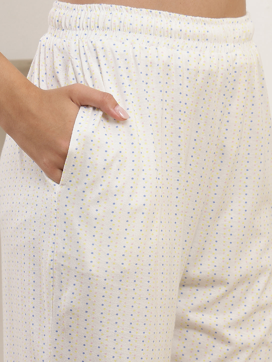 Tint Polka Dot Printed Cotton Lounge Pant