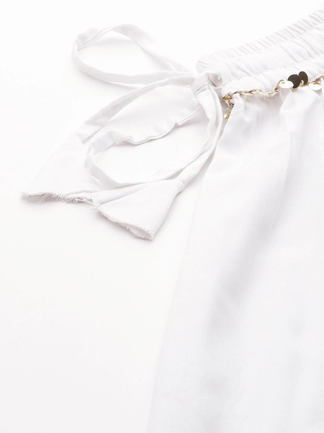 White rayon double flared palazzo