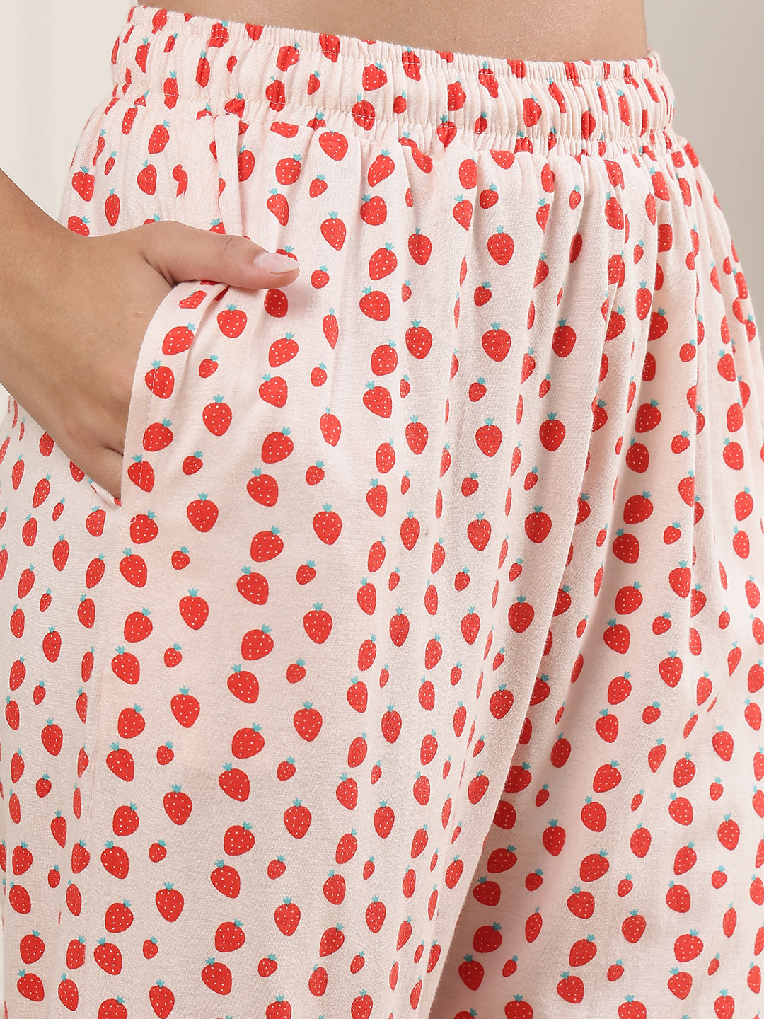 Mega Starwberry Printed Cotton Lounge Pant
