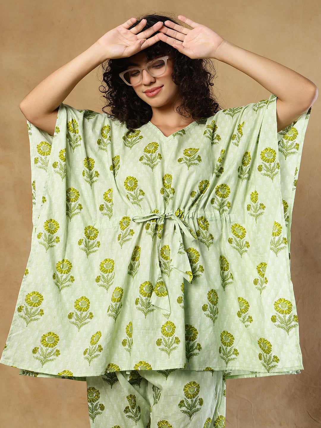 Kachhi Kairi Cotton Kaftan Set