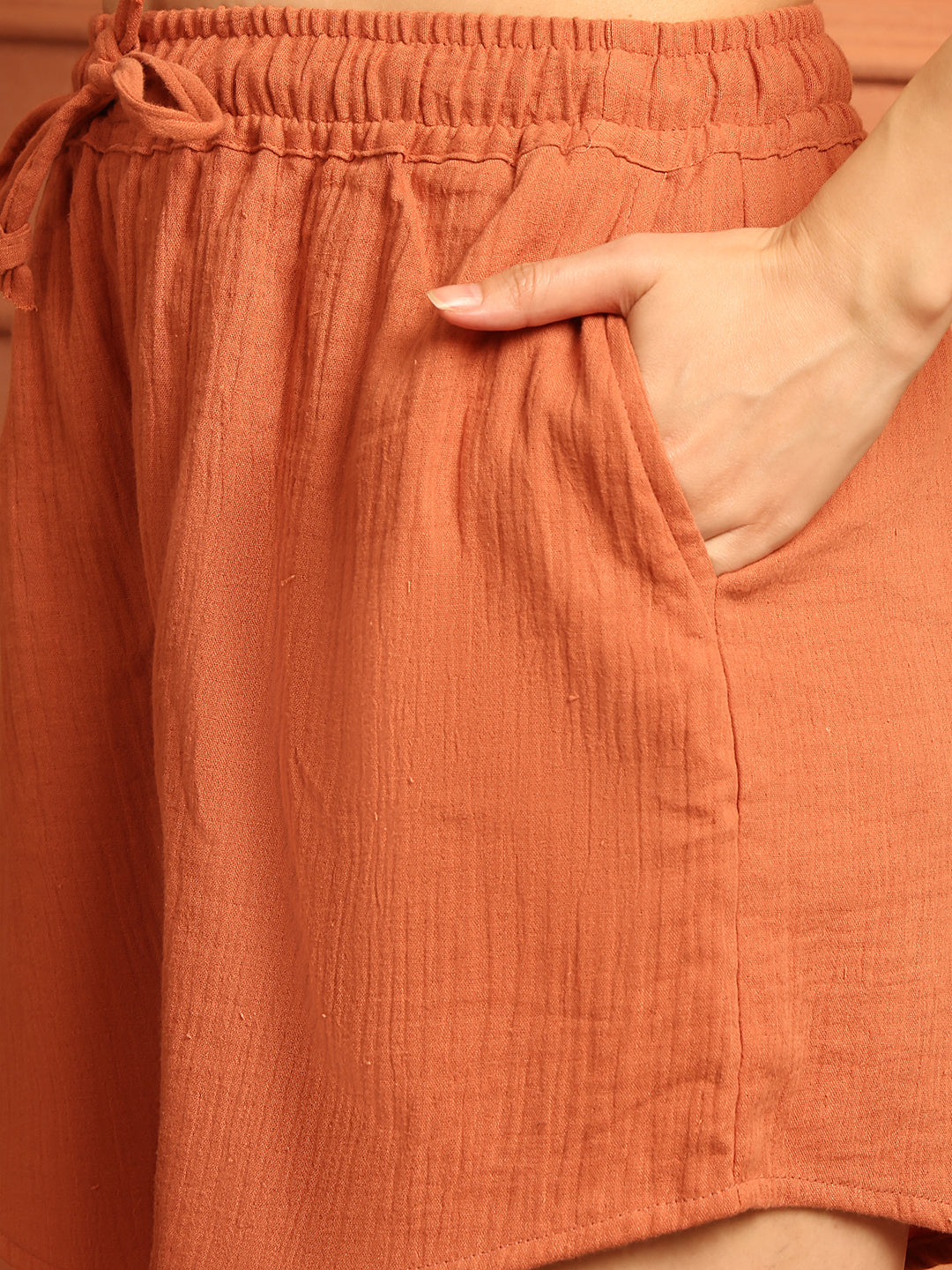 Rust Orange Cotton Lounge Shorts