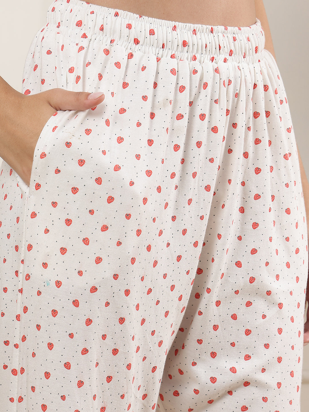 Mini Strawberry  Printed Cotton Lounge Pant