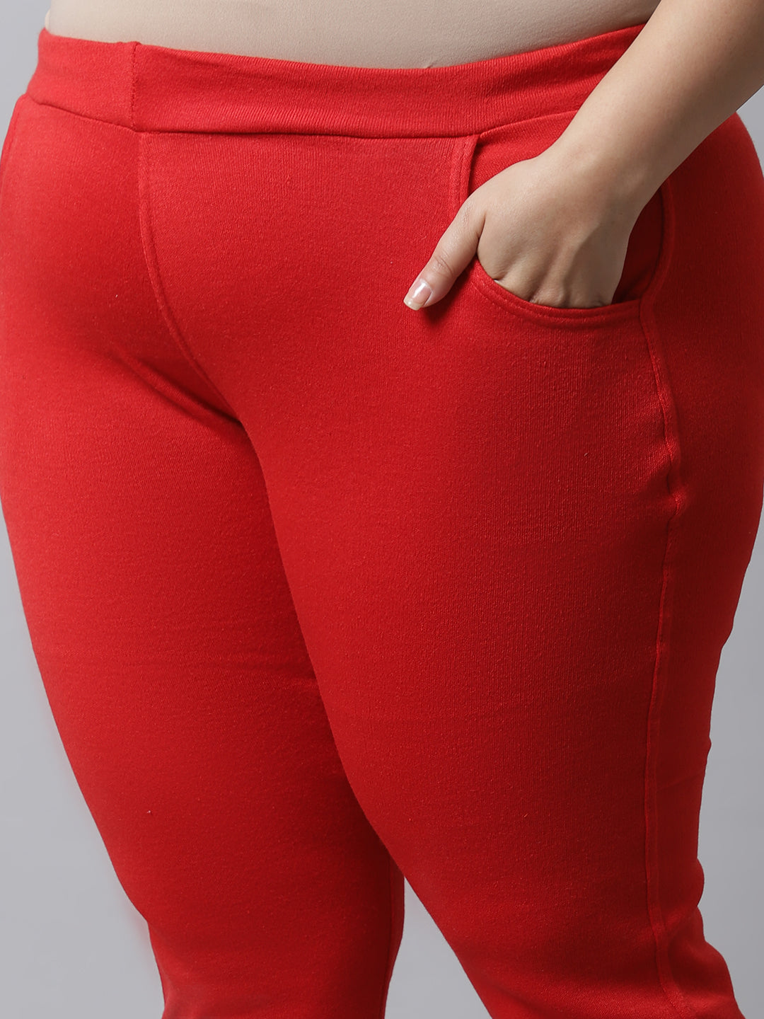 Red Woolen Plus Pocket Pant