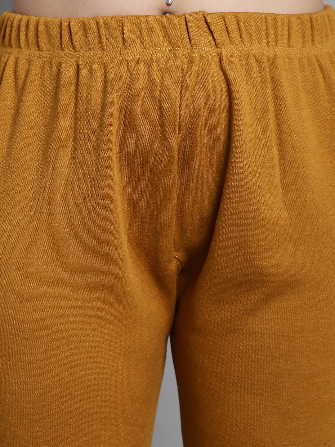 Mustard Woolen Ankle-Length Plus Legging