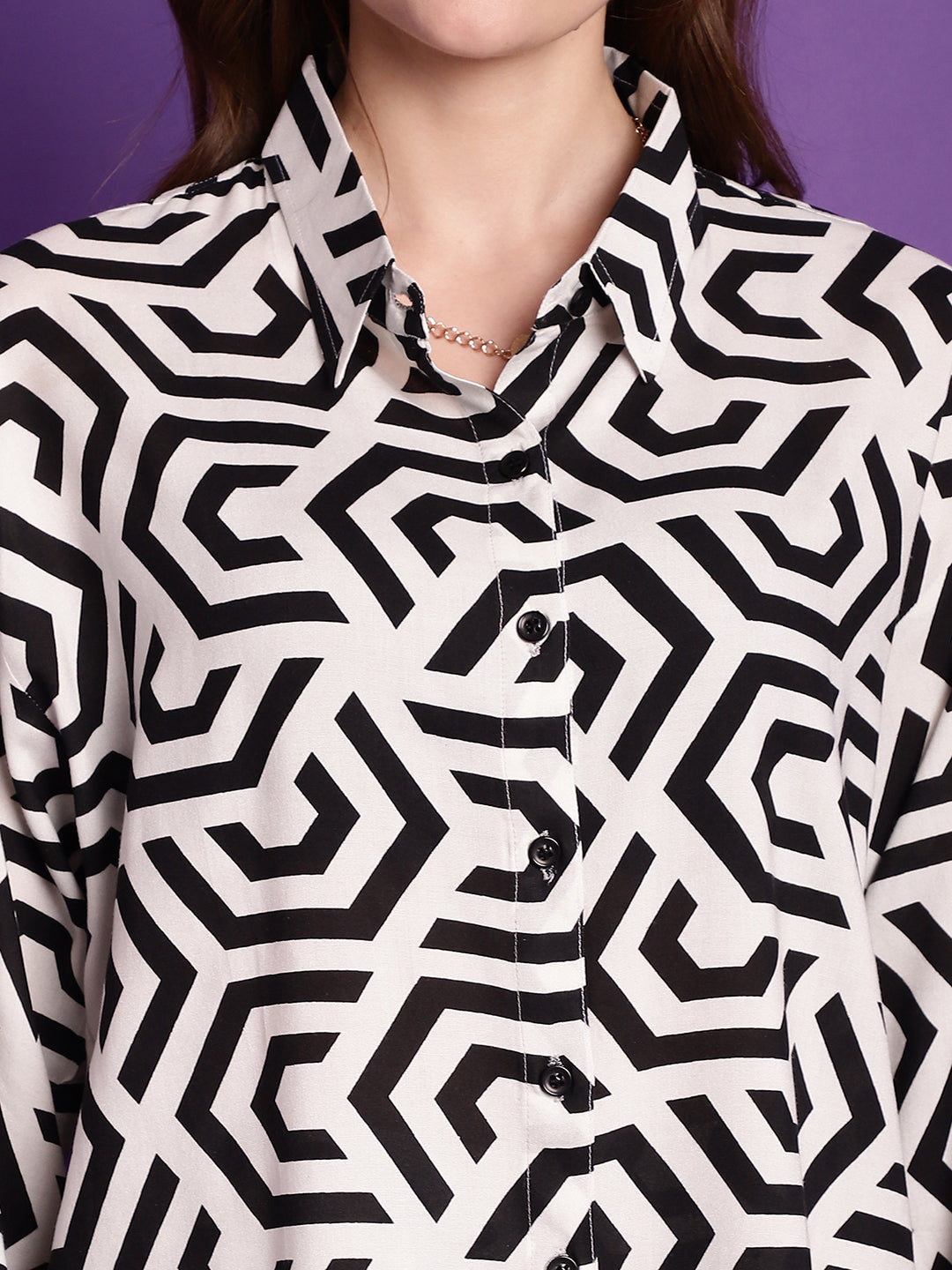 Black Geometric Rayon Co-Ord Set