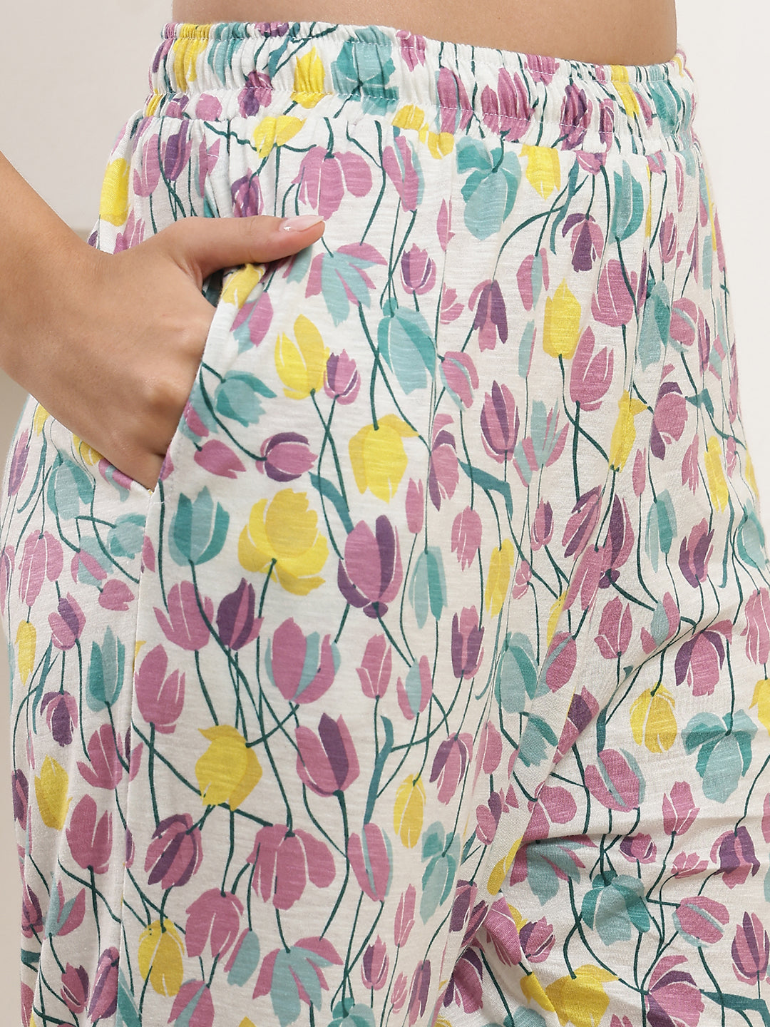 Pastel Tulip  Printed Cotton Lounge Pant