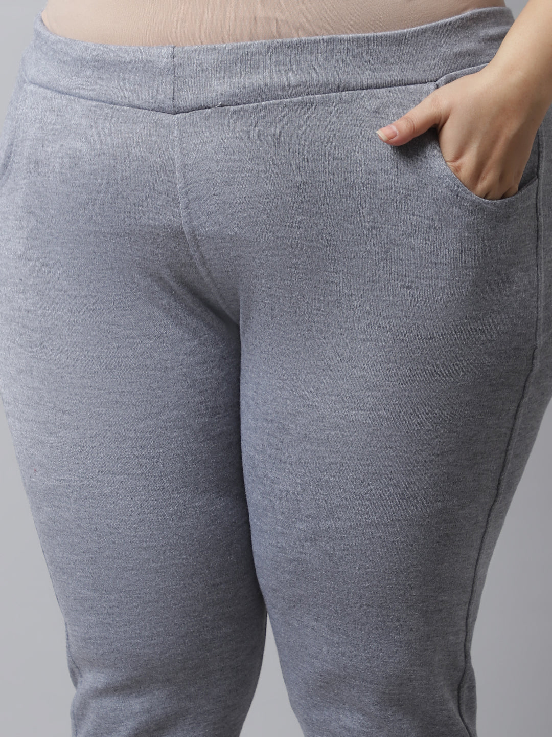 Light Grey Woolen Plus Pocket Pant