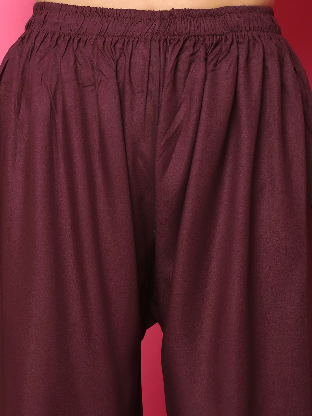 Wine Solid Rayon Palazzo