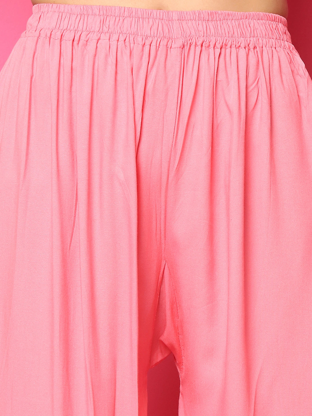 Blush Pink Solid Rayon Palazzo