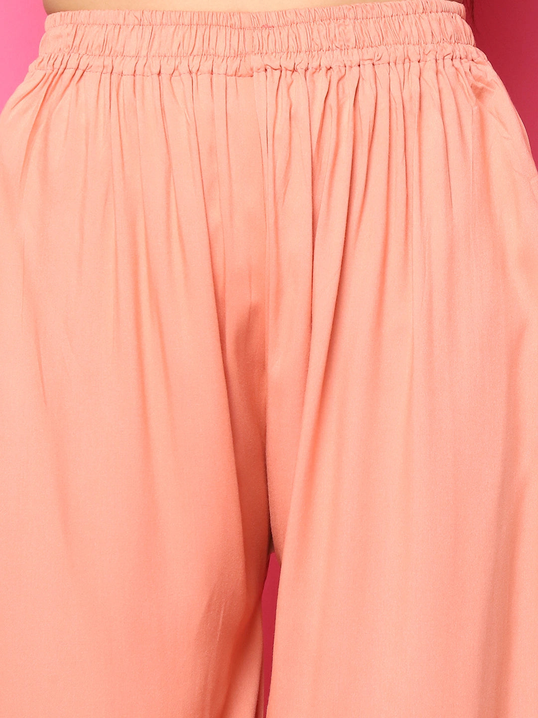 Peach Solid Rayon Palazzo