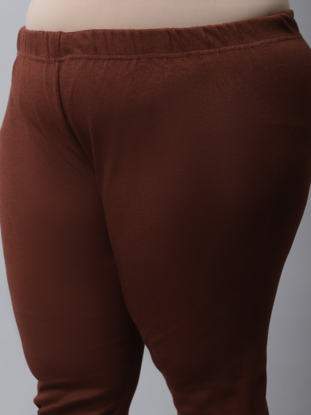 Brown Woolen Ankle-Length Plus Legging