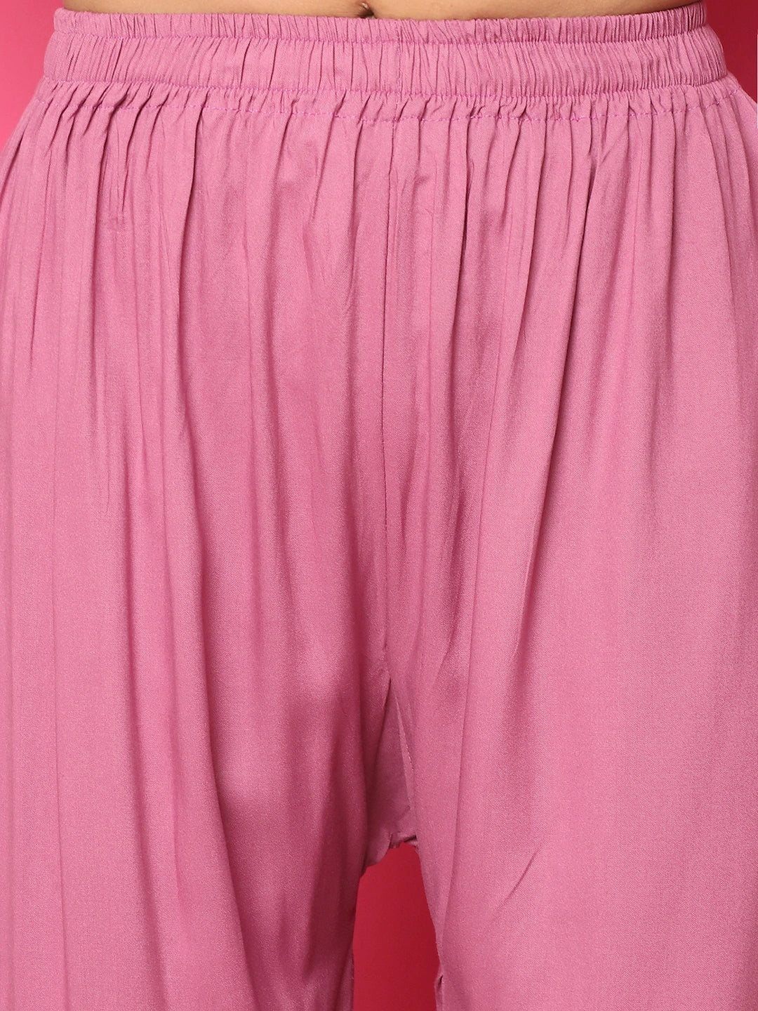 Mauve Pink Solid Rayon Palazzo