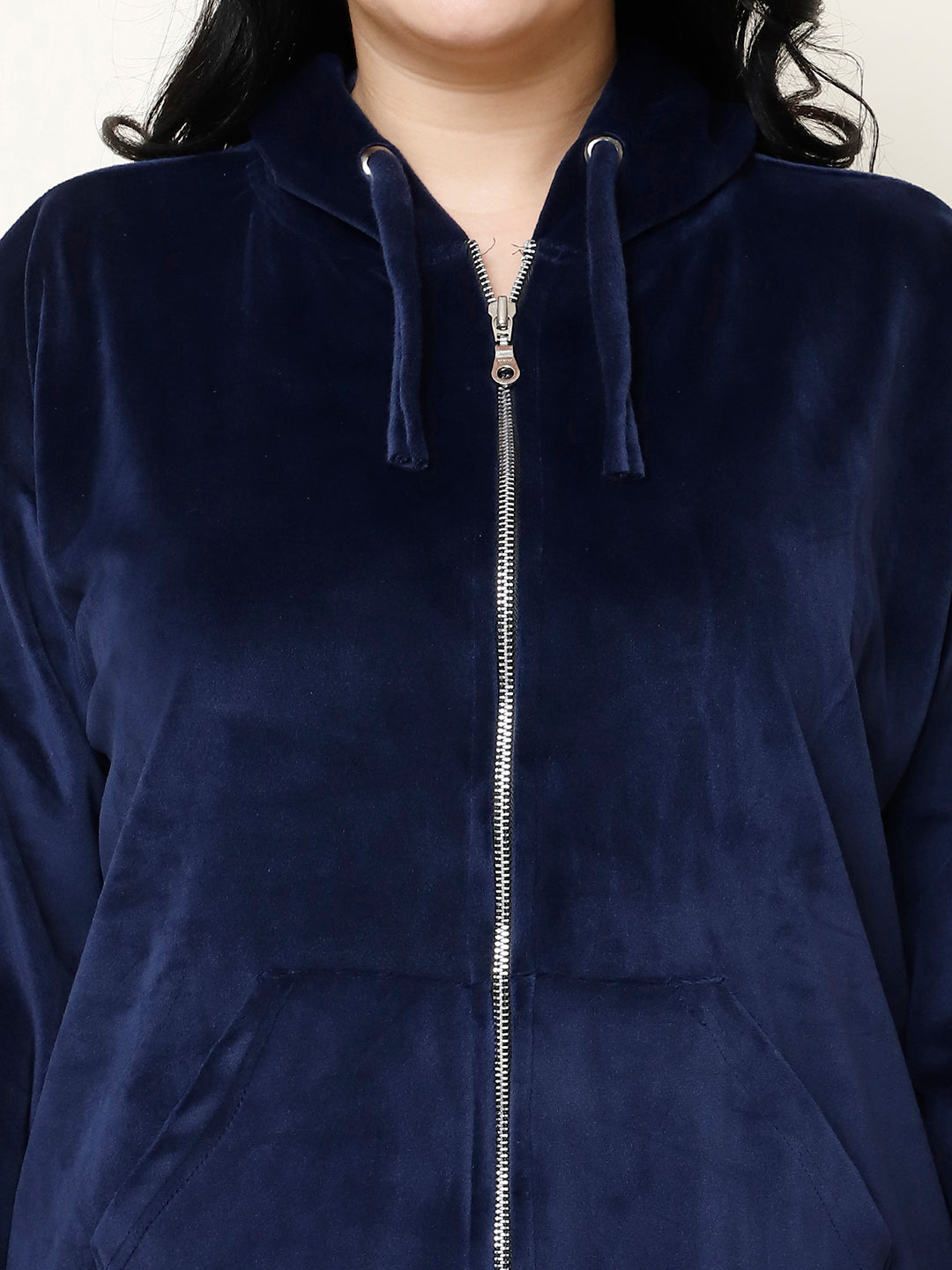 Navy Blue Velvet Hoodie Lounge Set
