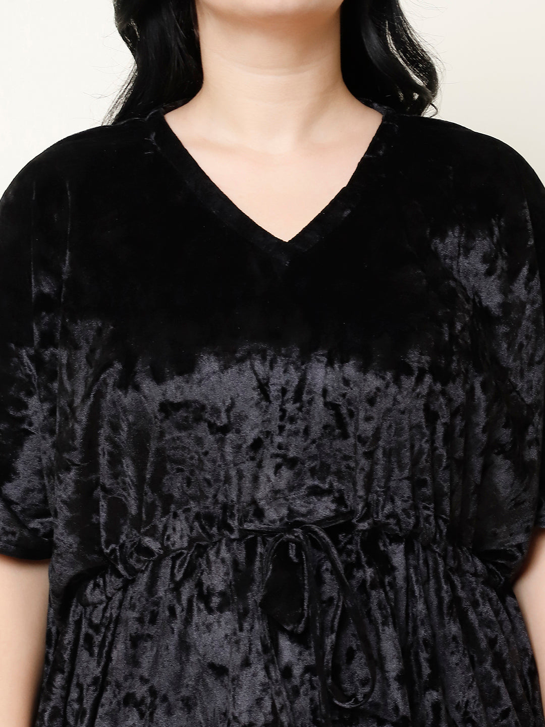 Metallic Black Ice Velvet Kaftan Lounge Set
