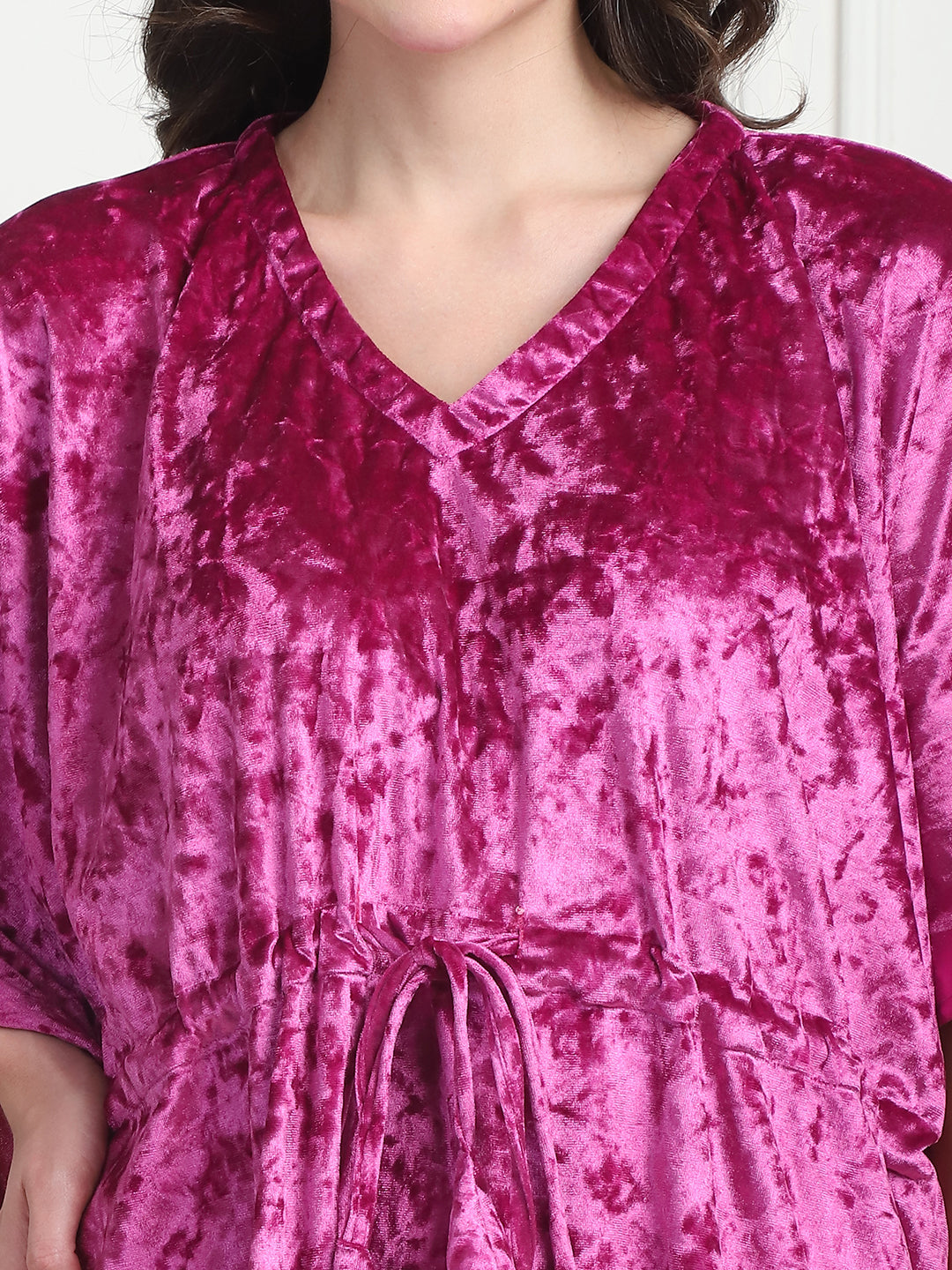 Metallic Pink Ice Velvet Kaftan Lounge Set