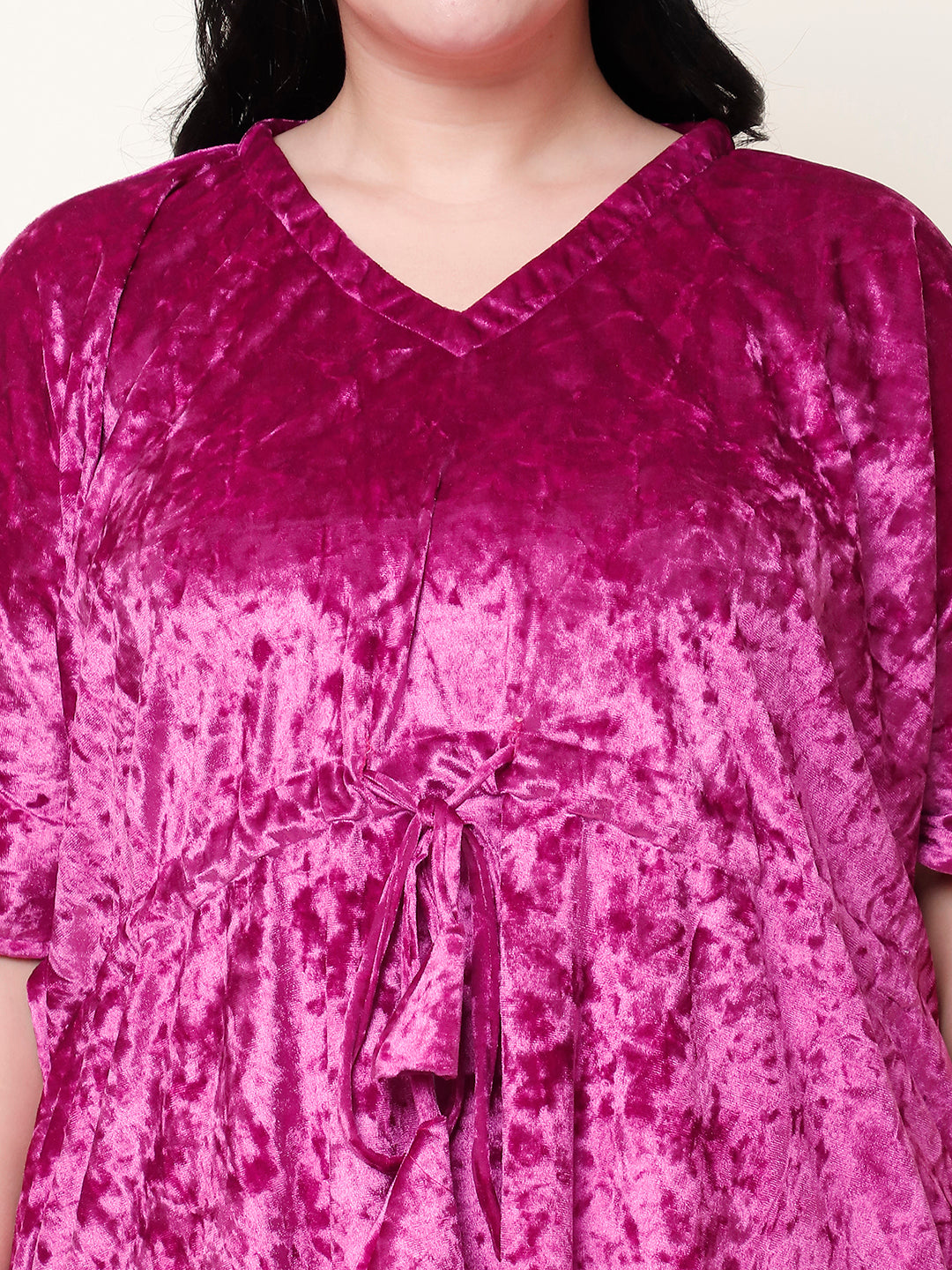 Metallic Pink Ice Velvet Kaftan Lounge Set
