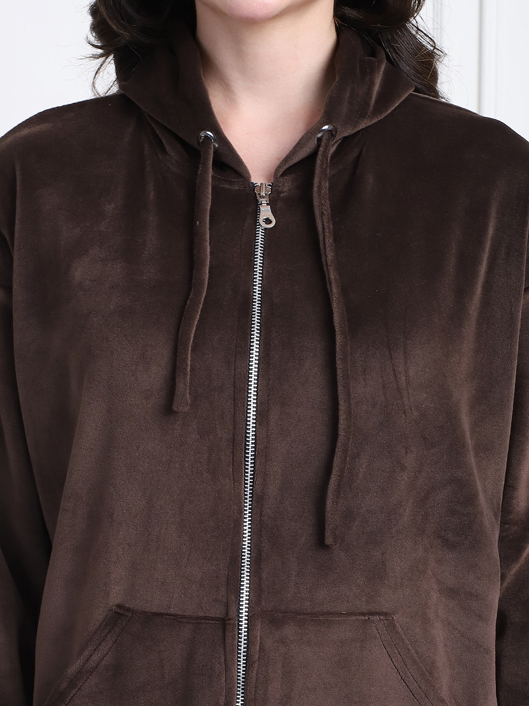 Brown Velvet Hoodie Lounge Set