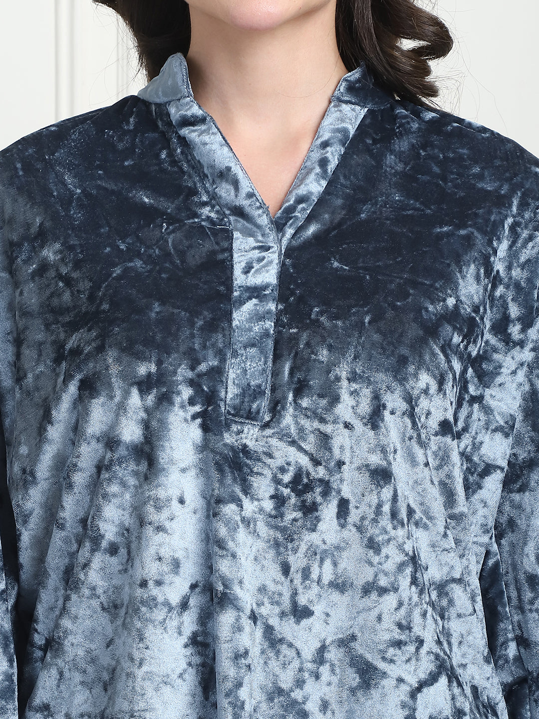 Metallic Blue Ice Velvet Lounge Set