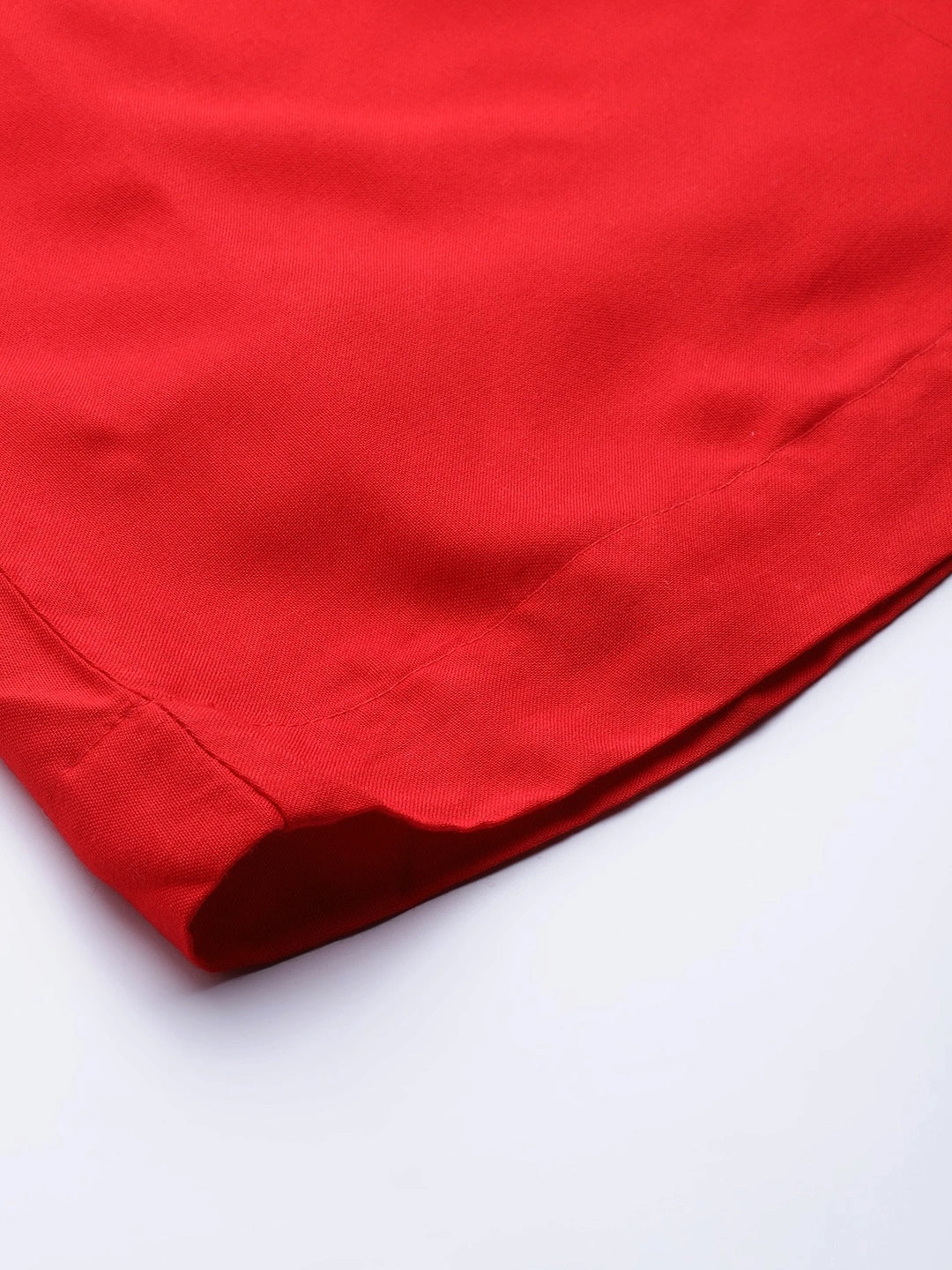 Red rayon double flared palazzo