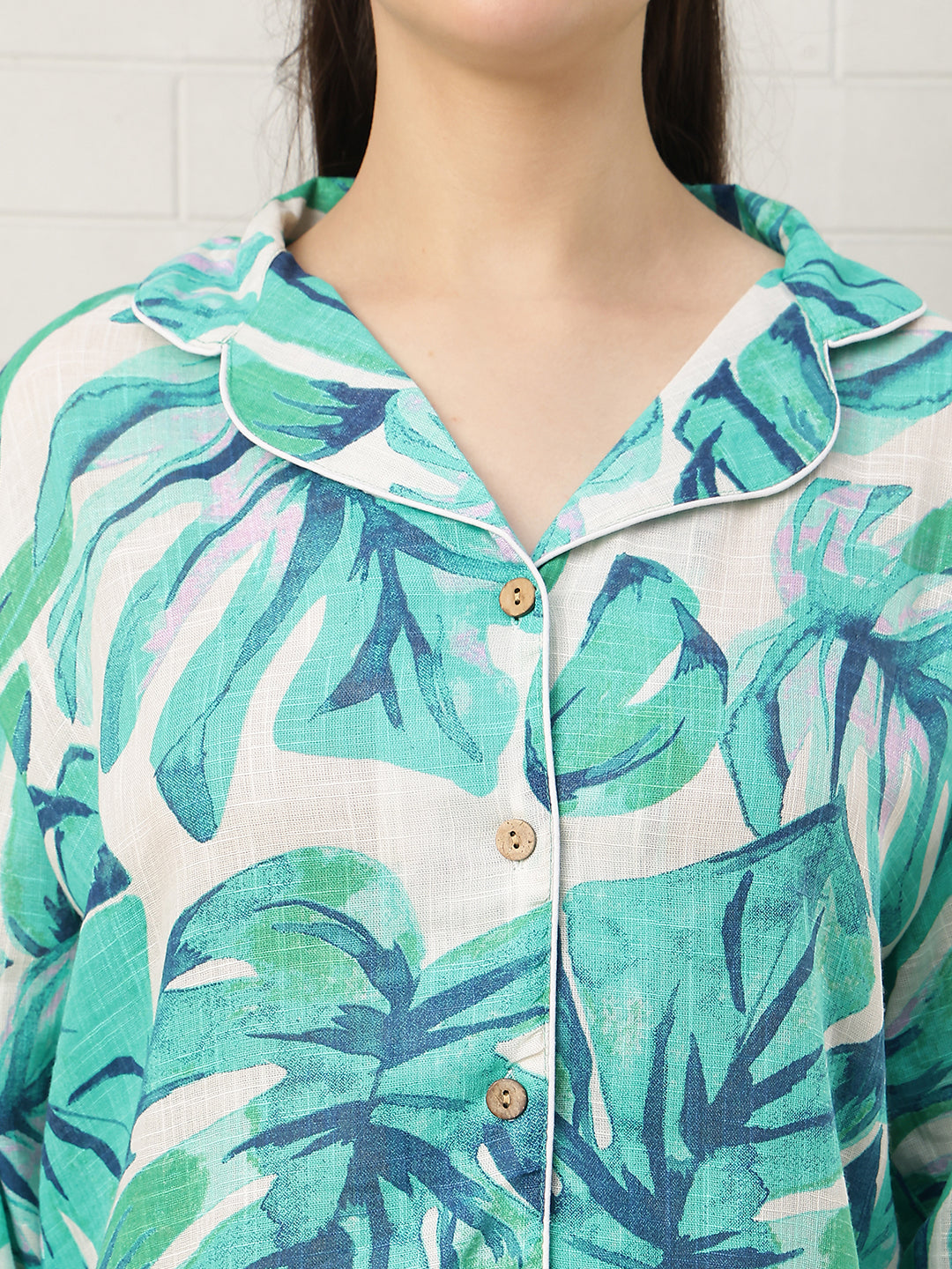 Tropical Vibes Collar Night Suit