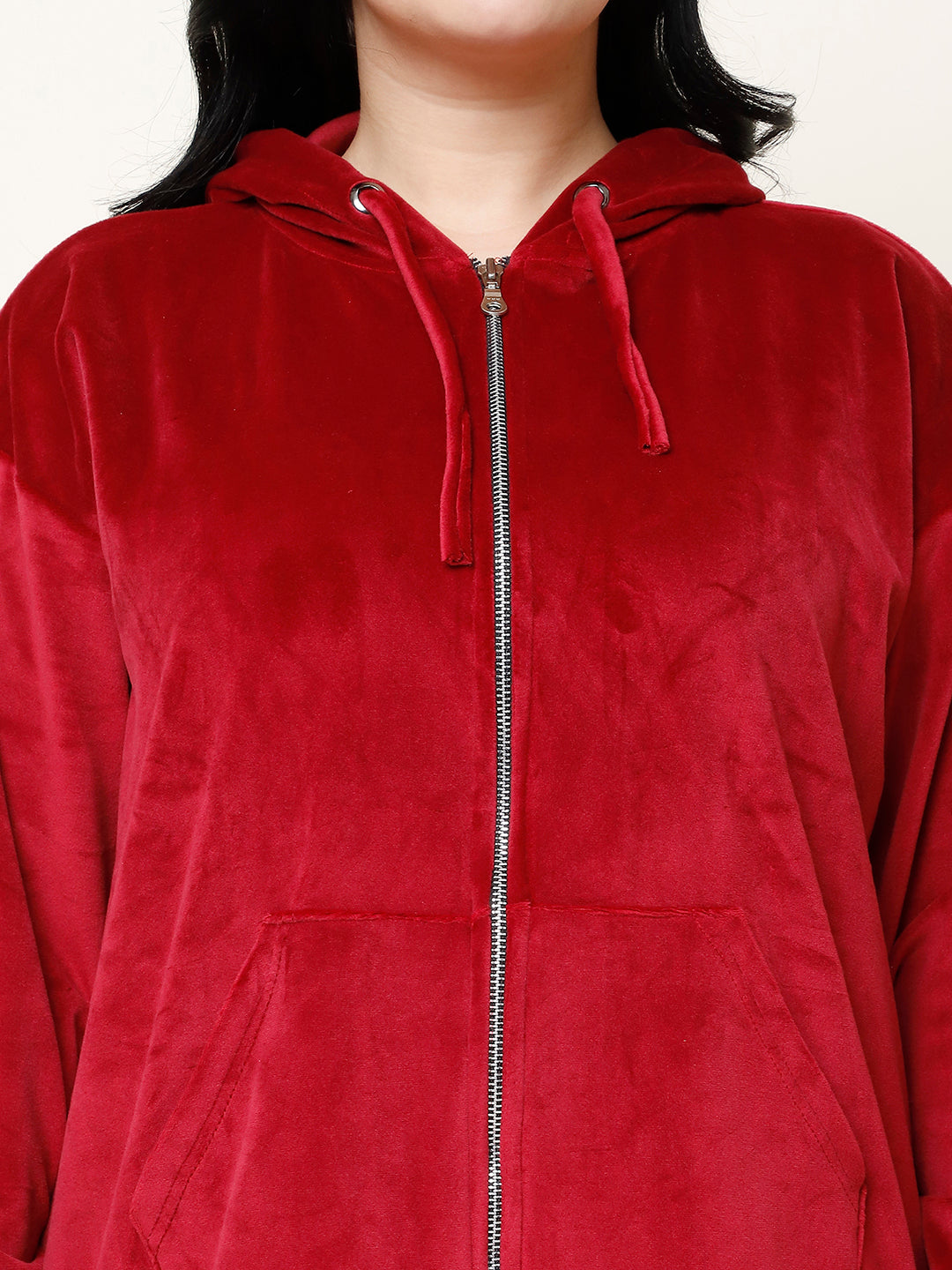 Maroon Velvet Hoodie Lounge Set
