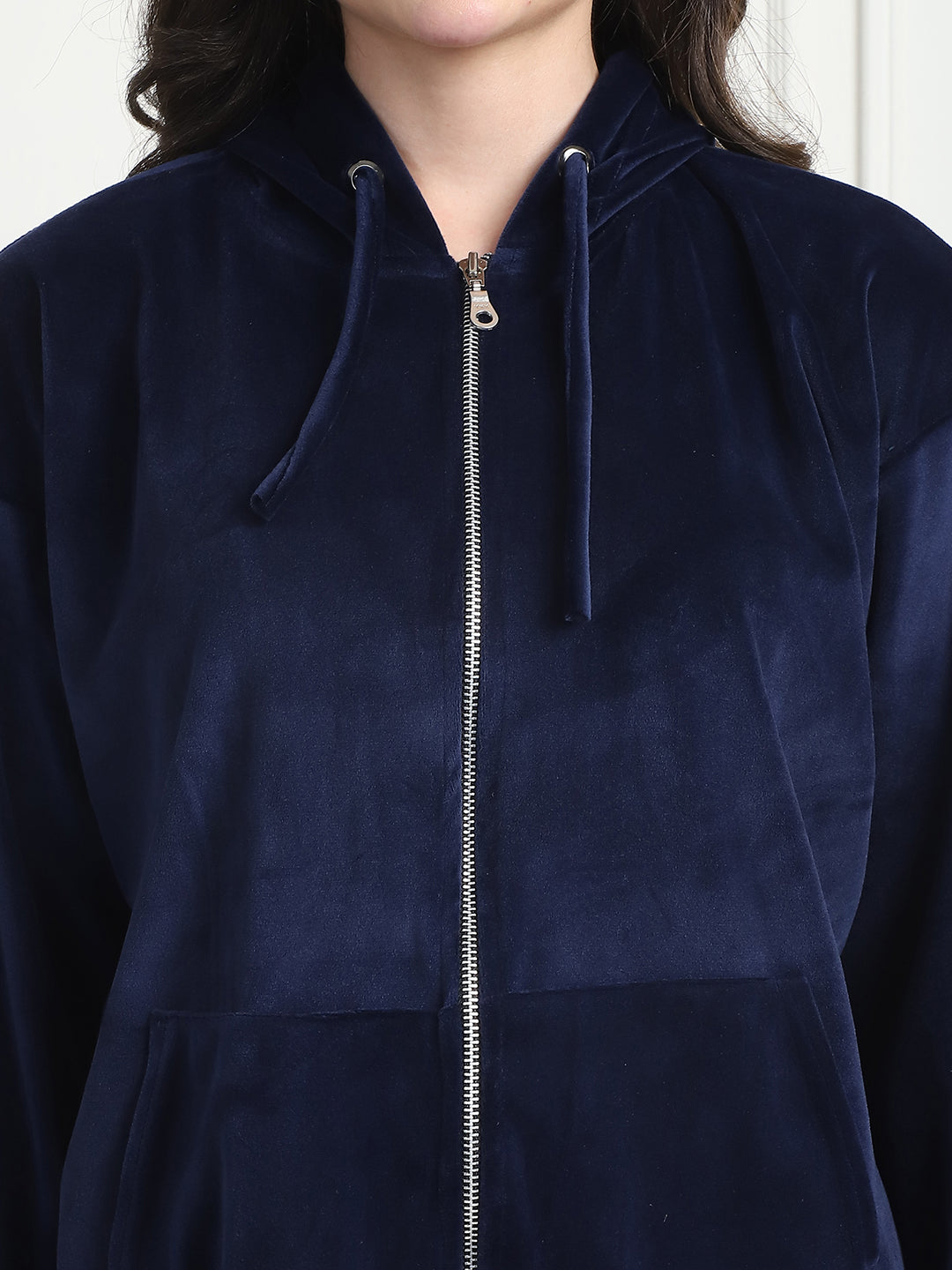 Navy Blue Velvet Hoodie Lounge Set