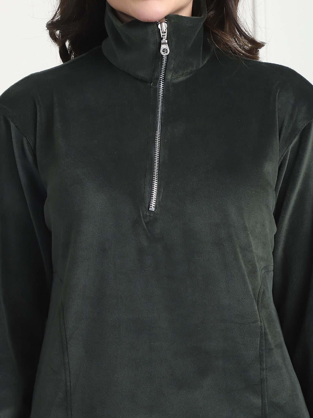 Olive Velvet Zip Lounge Set