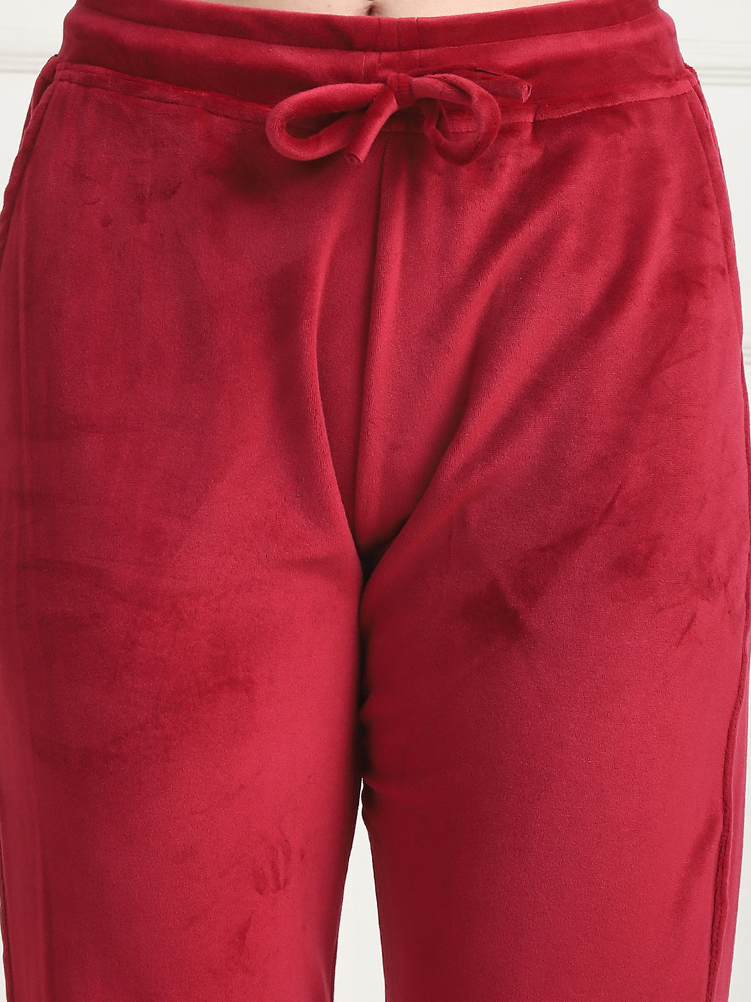 Maroon Velvet Zip Lounge Set