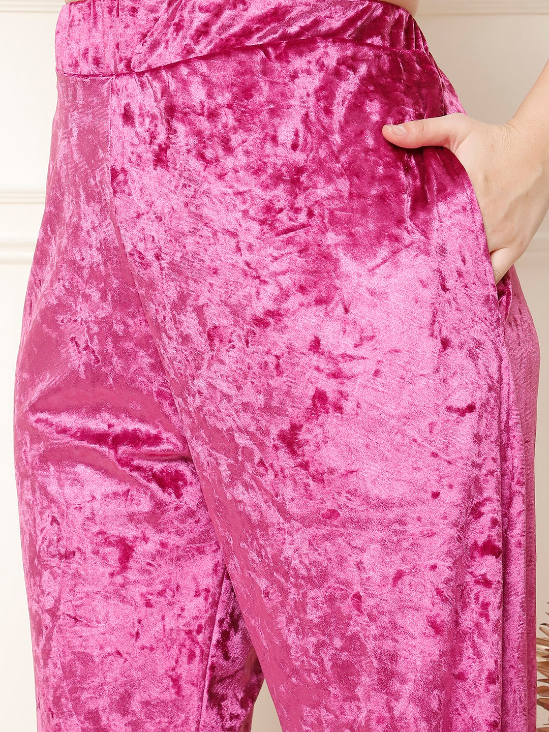 Metallic Pink Ice Velvet Lounge Set