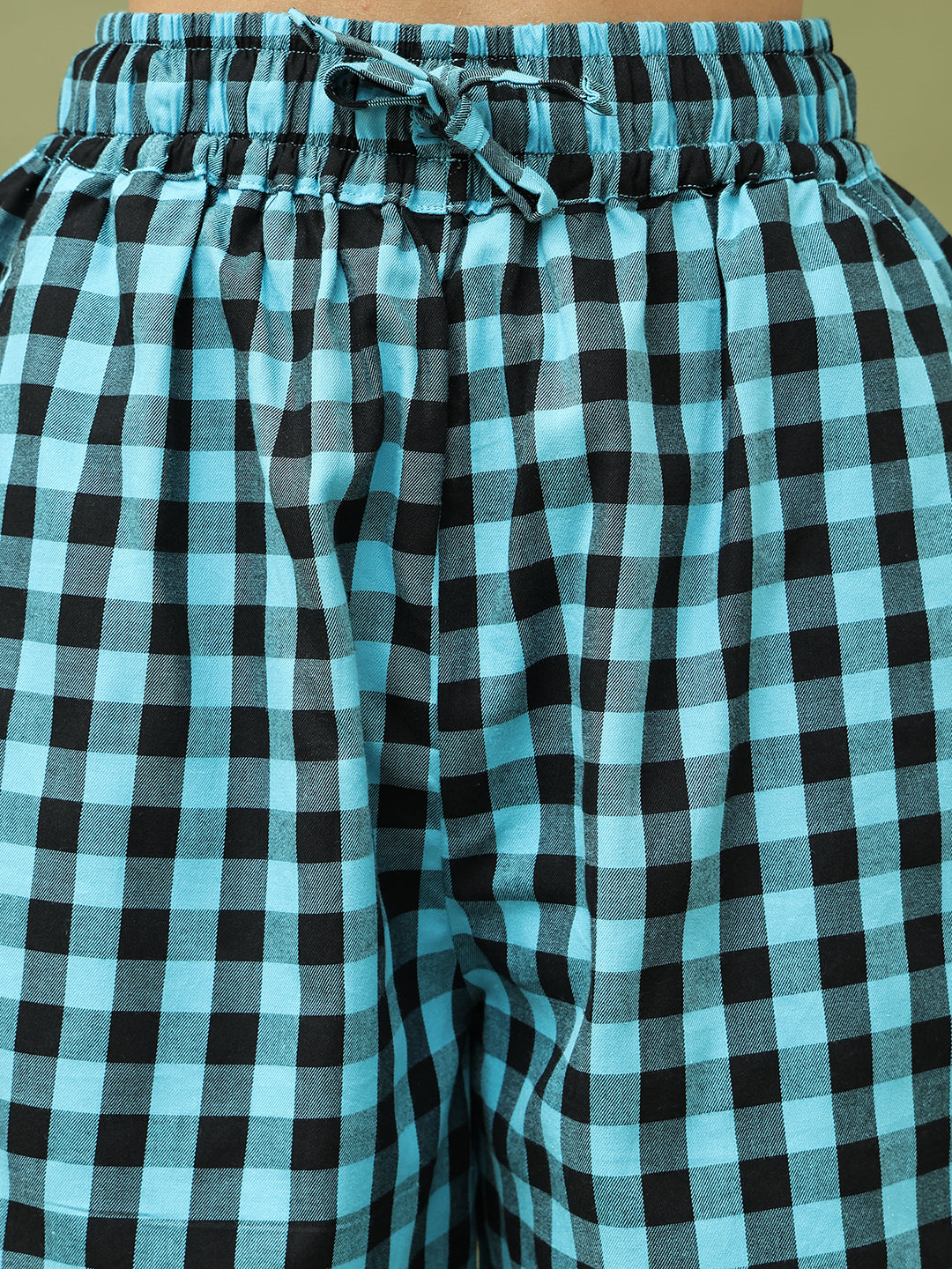 Blue Black Checks Top and Shorts Set