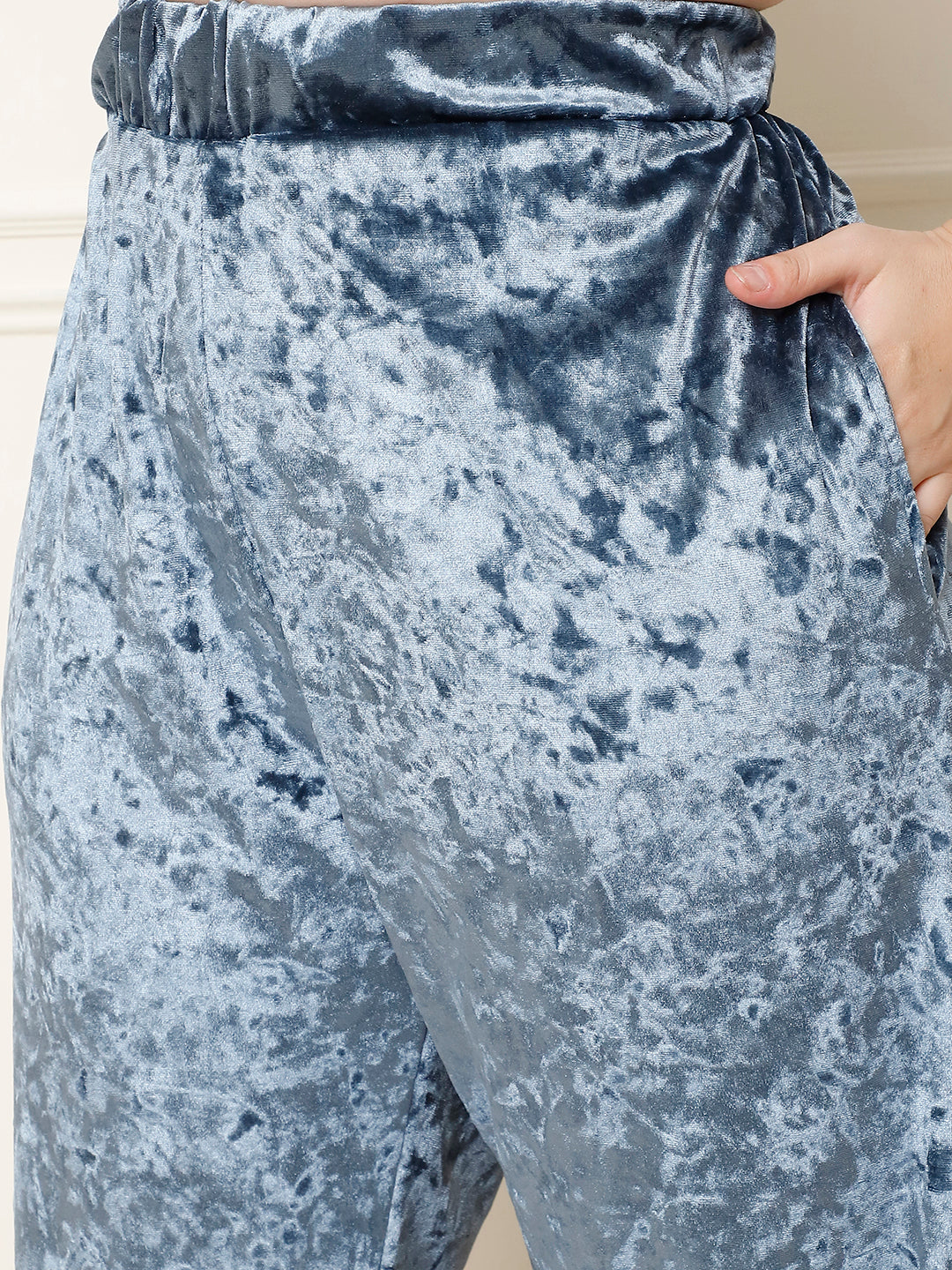 Metallic Blue Ice Velvet Lounge Set