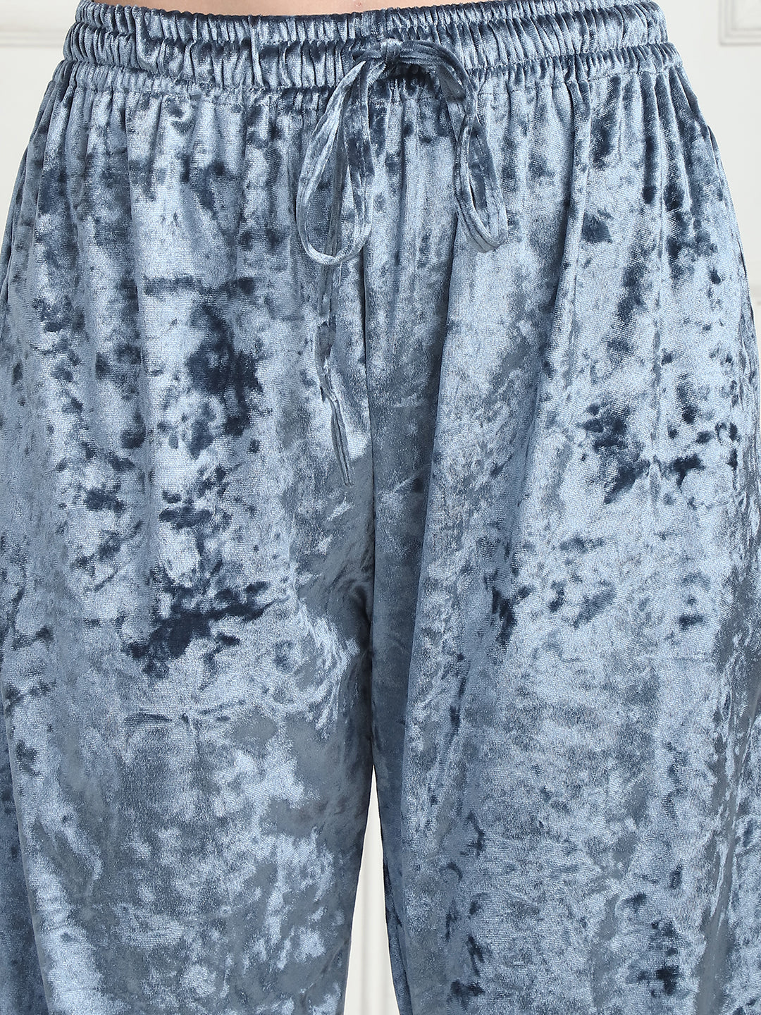 Metallic Blue Ice Velvet Kaftan Lounge Set