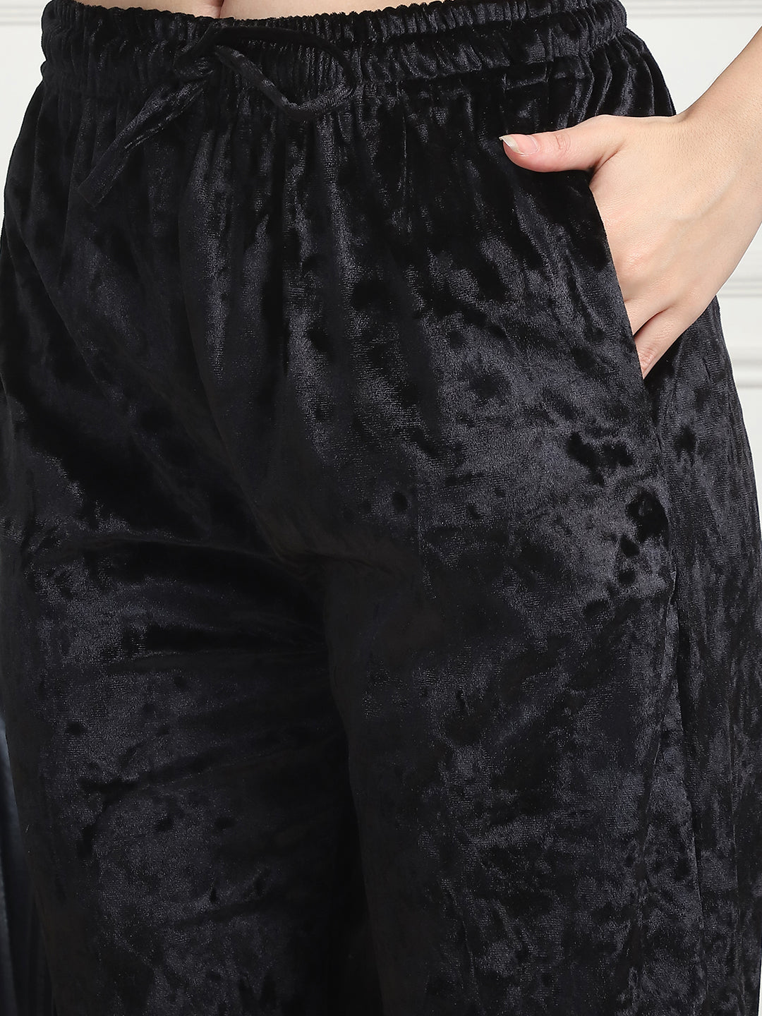 Metallic Black Ice Velvet Kaftan Lounge Set