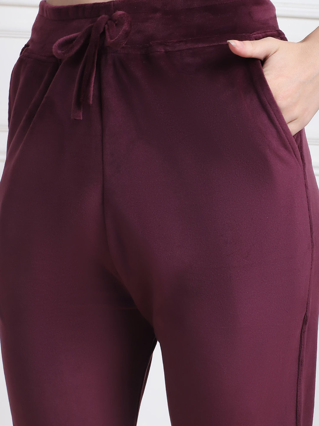 Wine Velvet Zip Lounge Set