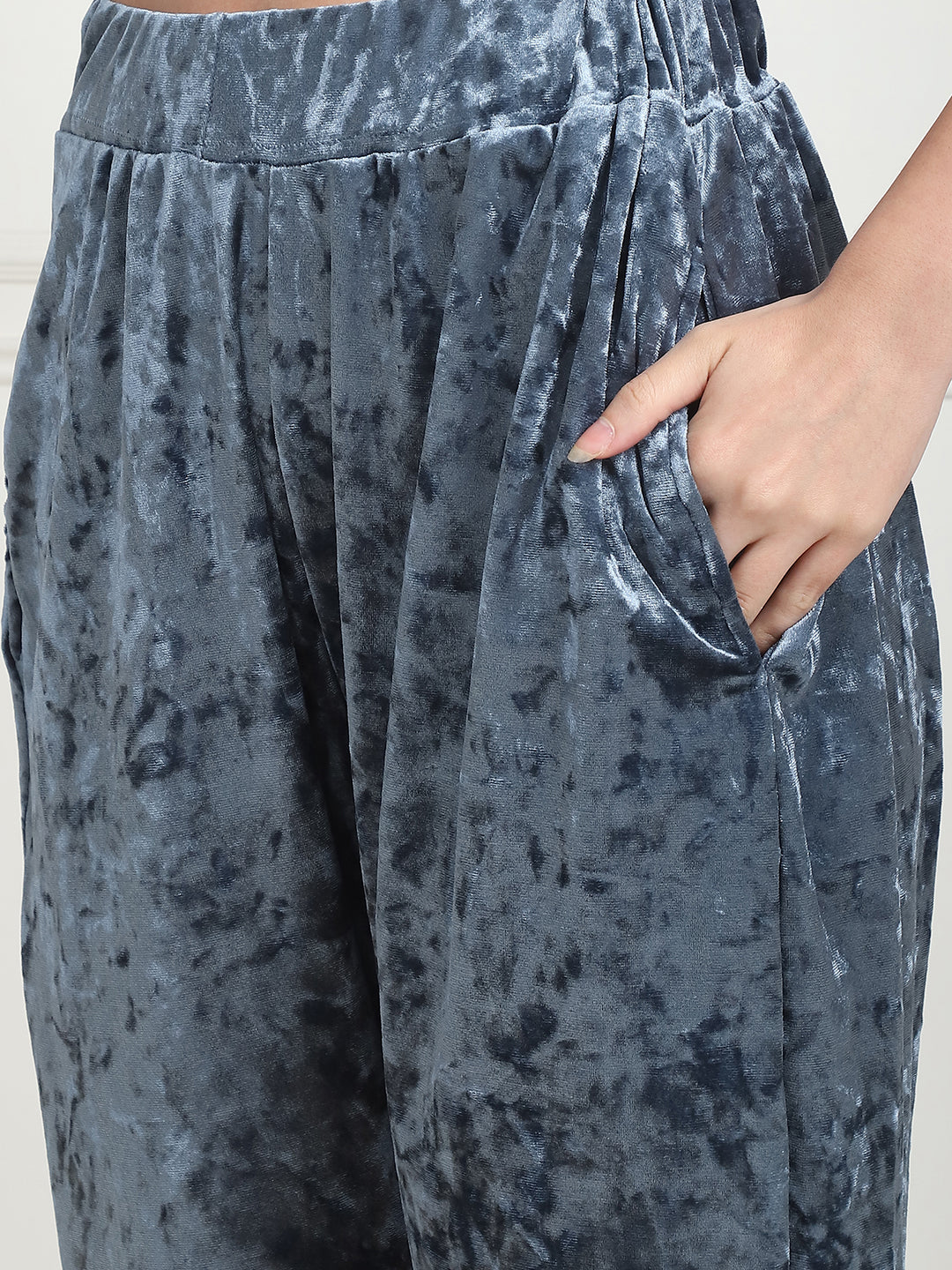 Metallic Blue Ice Velvet Lounge Set