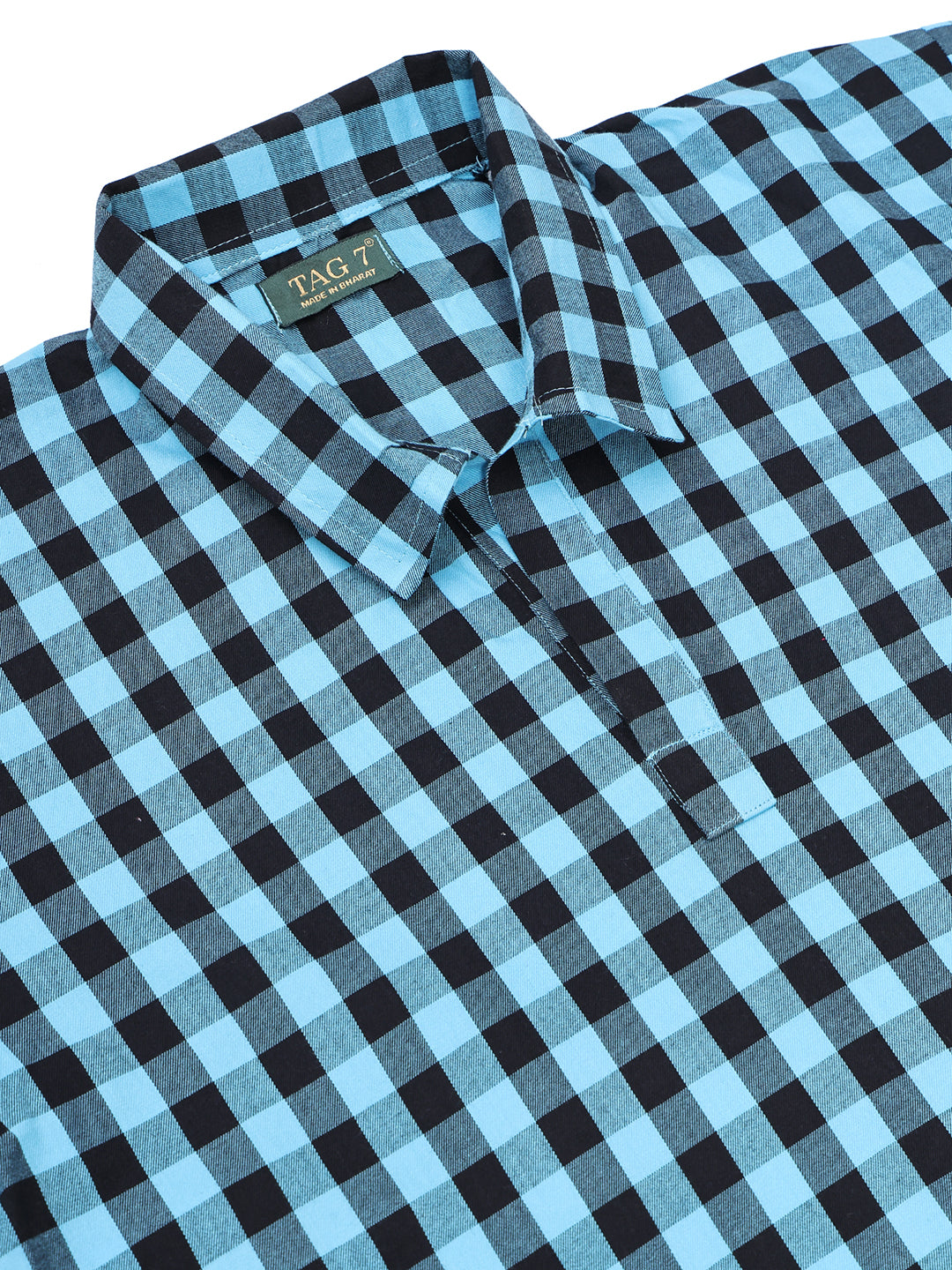 Blue Black Checks Top and Shorts Set