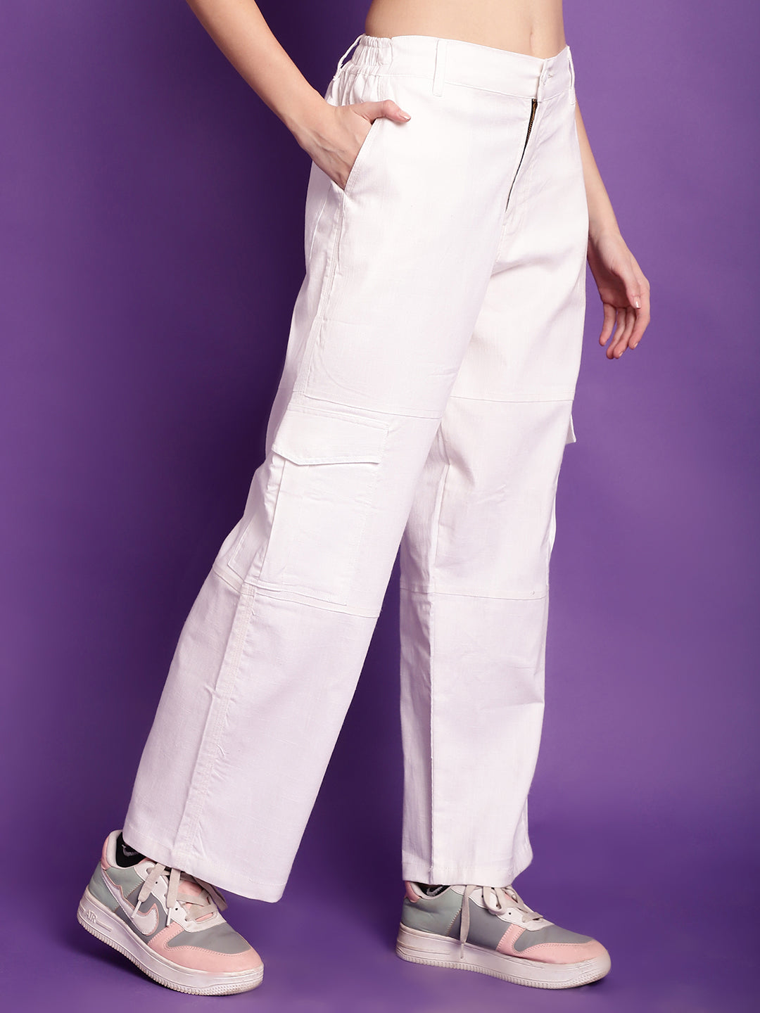 White High-Rise Utility Cargos