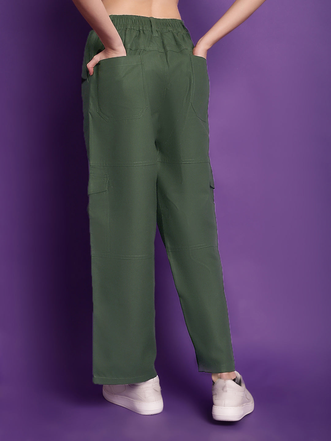 Bottle Green High-Rise Utility Cargos