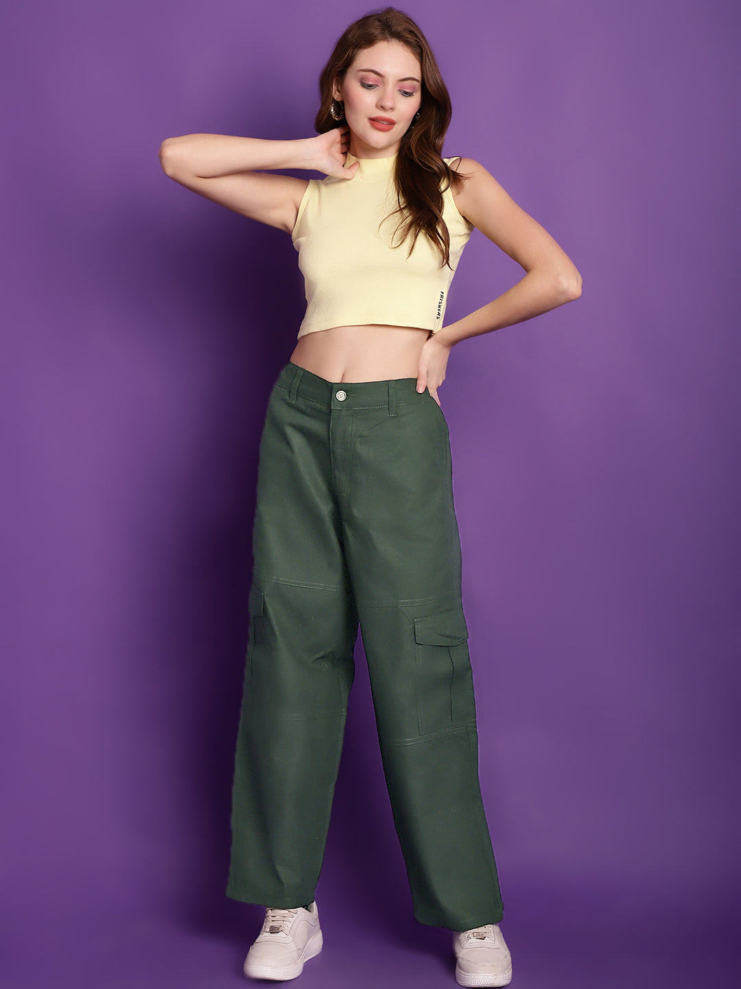Bottle Green High-Rise Utility Cargos