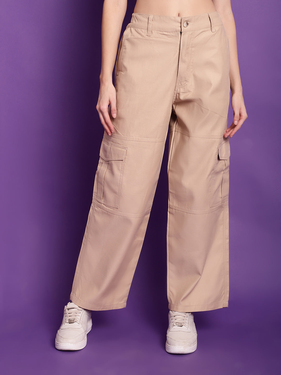 Khaki High-Rise Utility Cargos