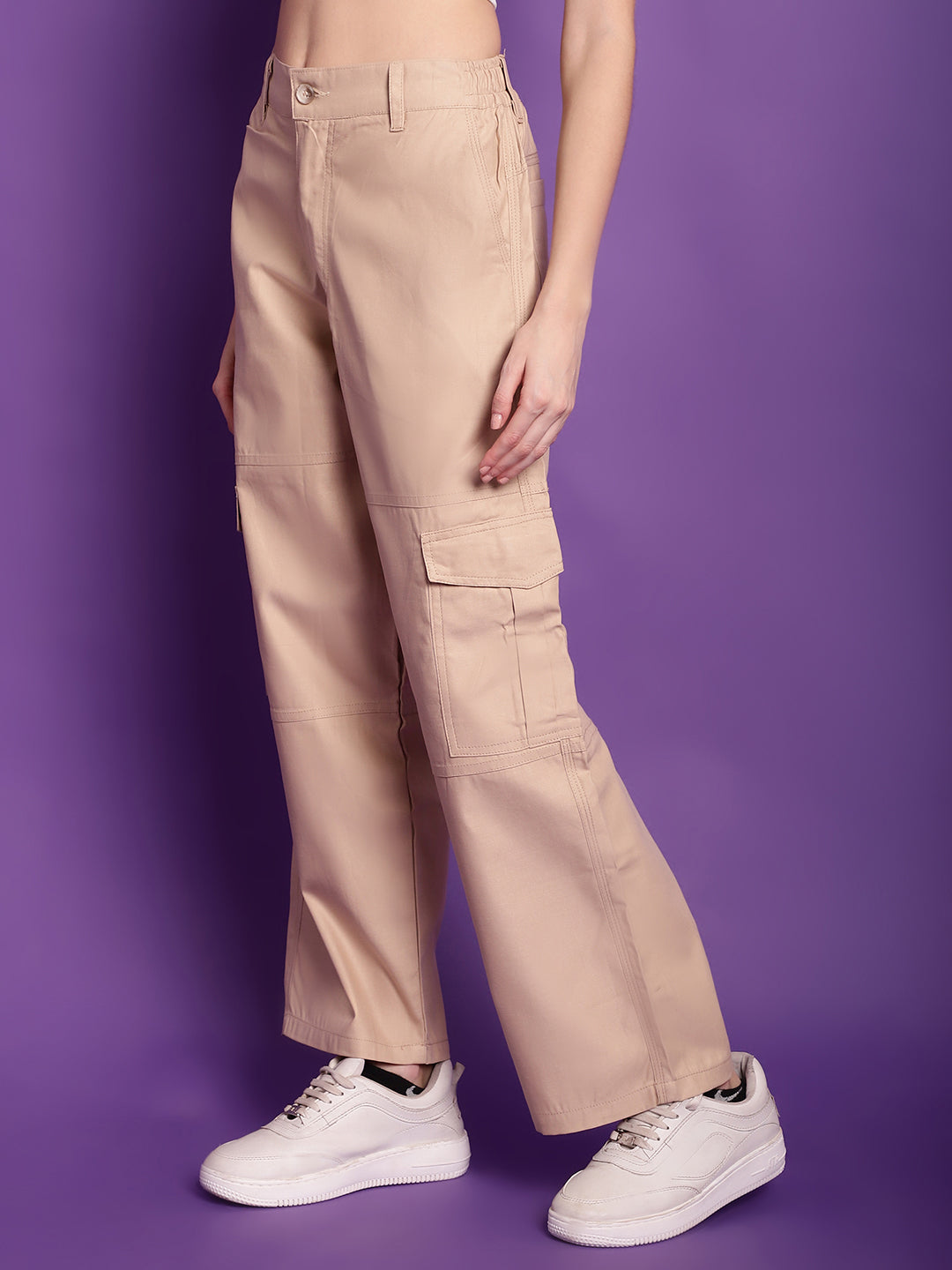 Khaki High-Rise Utility Cargos