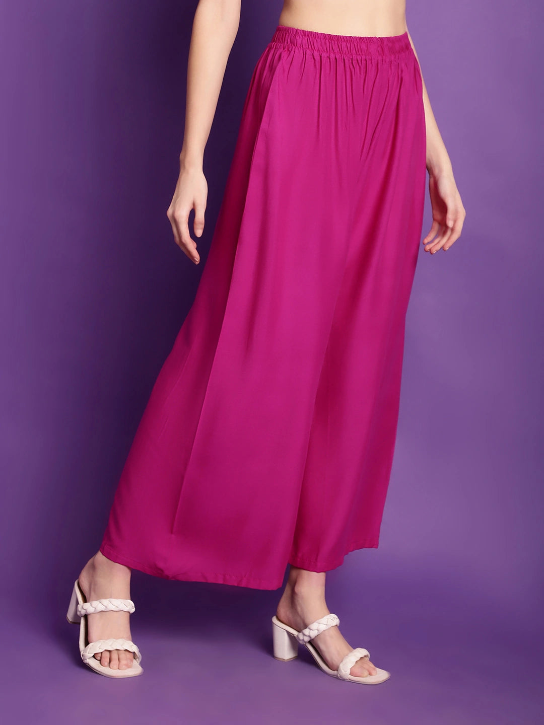 Magenta Solid Rayon Palazzo