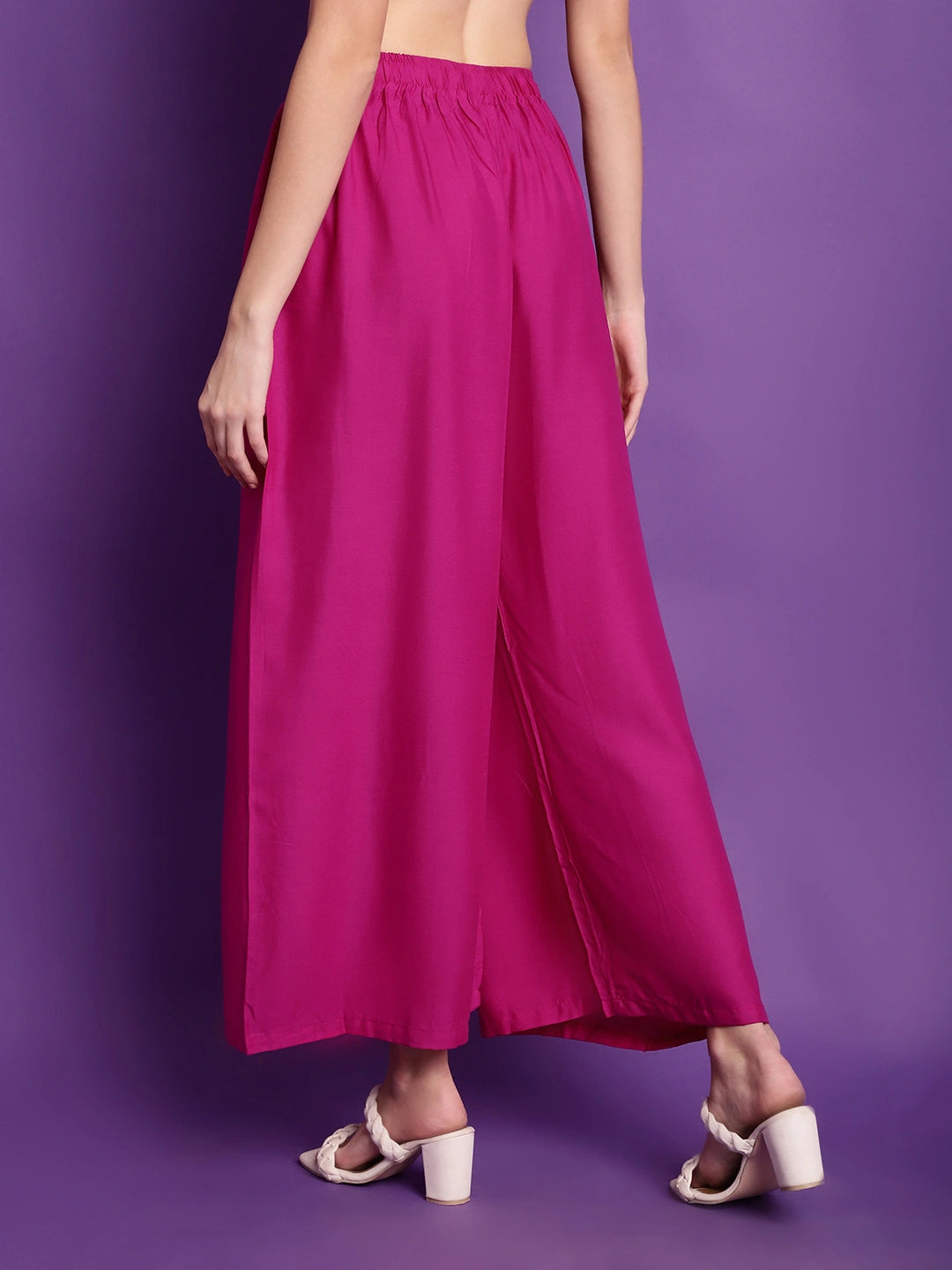 Magenta Solid Rayon Palazzo